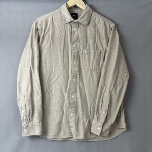 Men's H&M Button Up Long Sleeve Beige Cotton Linen Shirt Size L